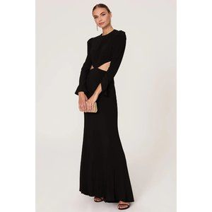 Ieena for Mac Duggal Long Sleeve Cutout Gown Black Size 6